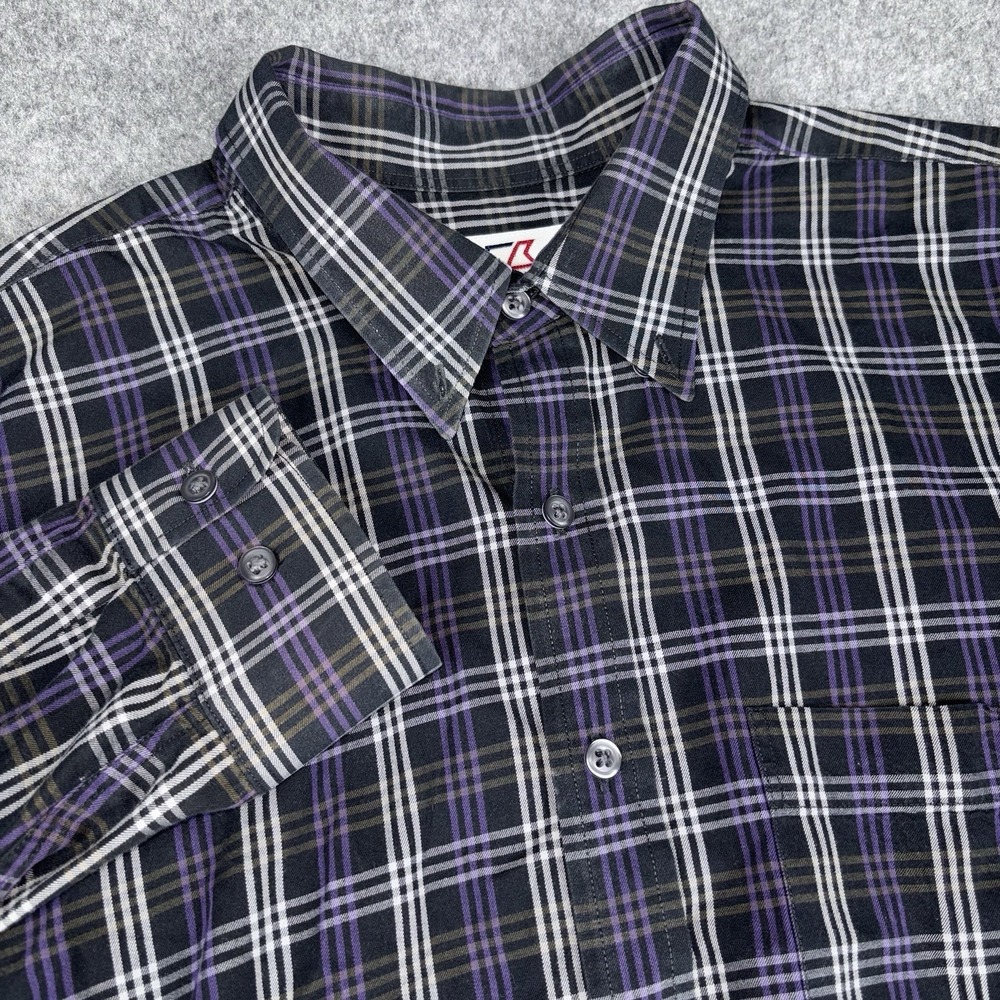 Cutter & Buck Button Down Shirt Mens XLT Purple Black Long Sleeve Big And Tall